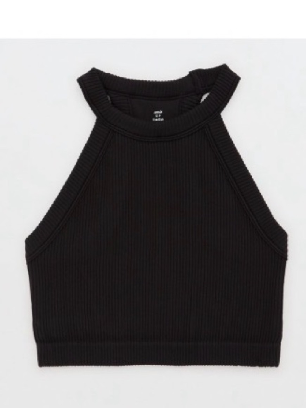 Size xs aerie black superchill seamless high neck bra top